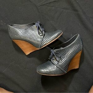 Tory Burch Black Perforated Wedges